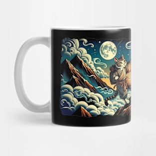 Sports Japanese Art Hiker Mountain Climbing Funny Cat Meme Mug